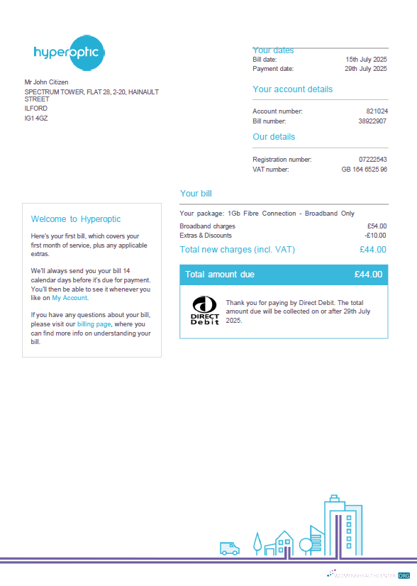 download download Slovakia Hyperoptic utility bill template in Word and PDF formats PDF template PDF template